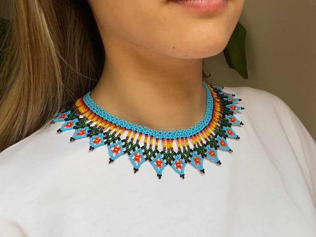 Enlace Beads Collar Necklace / Aqua